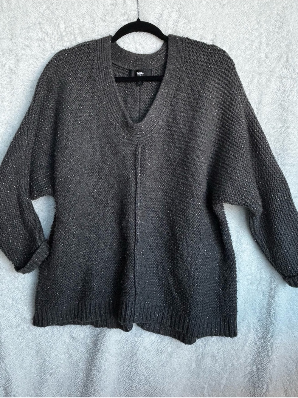 Mossimo Supply Co. Dark Gray V-Neck Knit Sweater